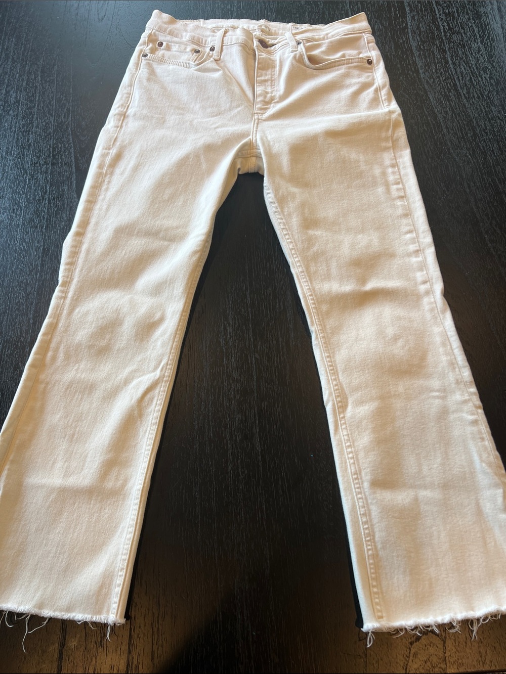 rag & bone Cream Straight Leg Crop Jeans